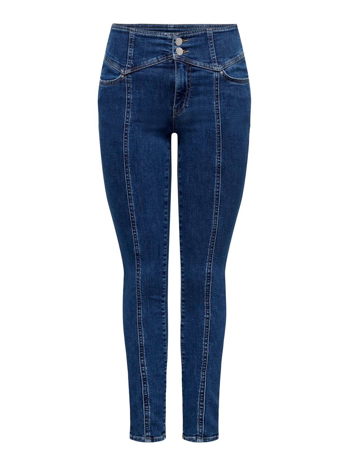 ONLBLUSH Hohe Taille Skinny Fit Jeans Dark Blue Denim