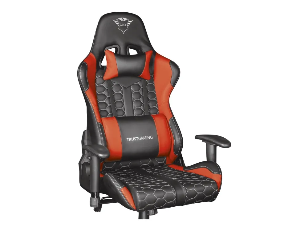 Trust Gaming GXT 708R Resto - Spillestol - ergonomisk - armstøtter - vippe - drejeled - metalramme, polyuretan-læder, elastisk stof - rød