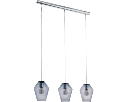 Hanglamp 3-lamps L 77 cm chroom/transparant