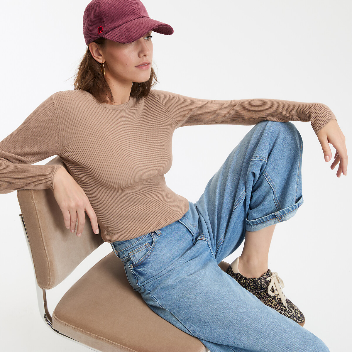 COLEÇÃO LA REDOUTE<br>Suéter em malha fina com gola redonda