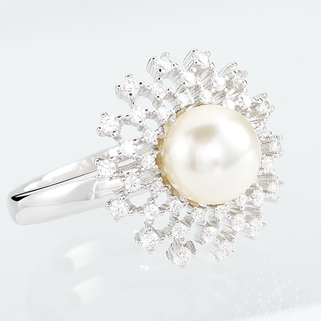 Bague Pearl Argent Blanc Oxyde De Zirconium