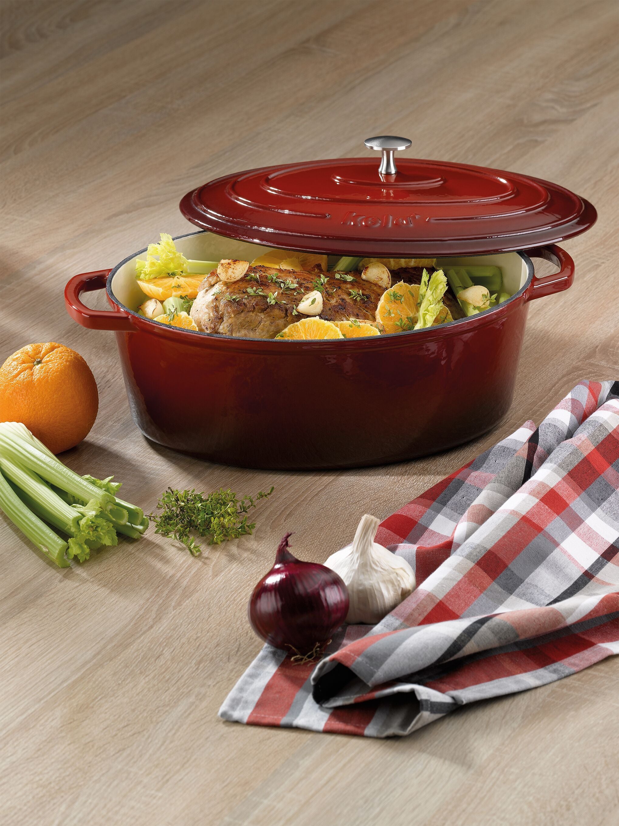 CALIDO BRAETER GUSSEISEN ROT 6.5L - Rot / B: 33.0 cm x T: 26.0 cm x H: 15.0 cm
