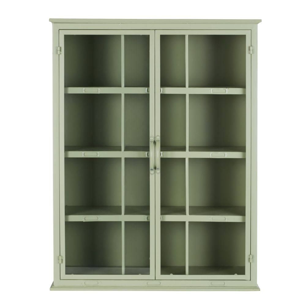 Maisons du Monde Regal aus salbeigrünem Eisen mit 2Glastüren style landhaus