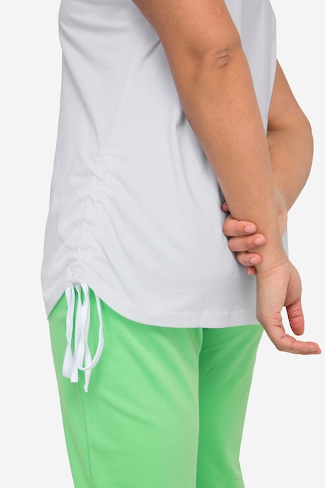 T-Shirt, oversized, Rundhals, seitliche Raffungen
