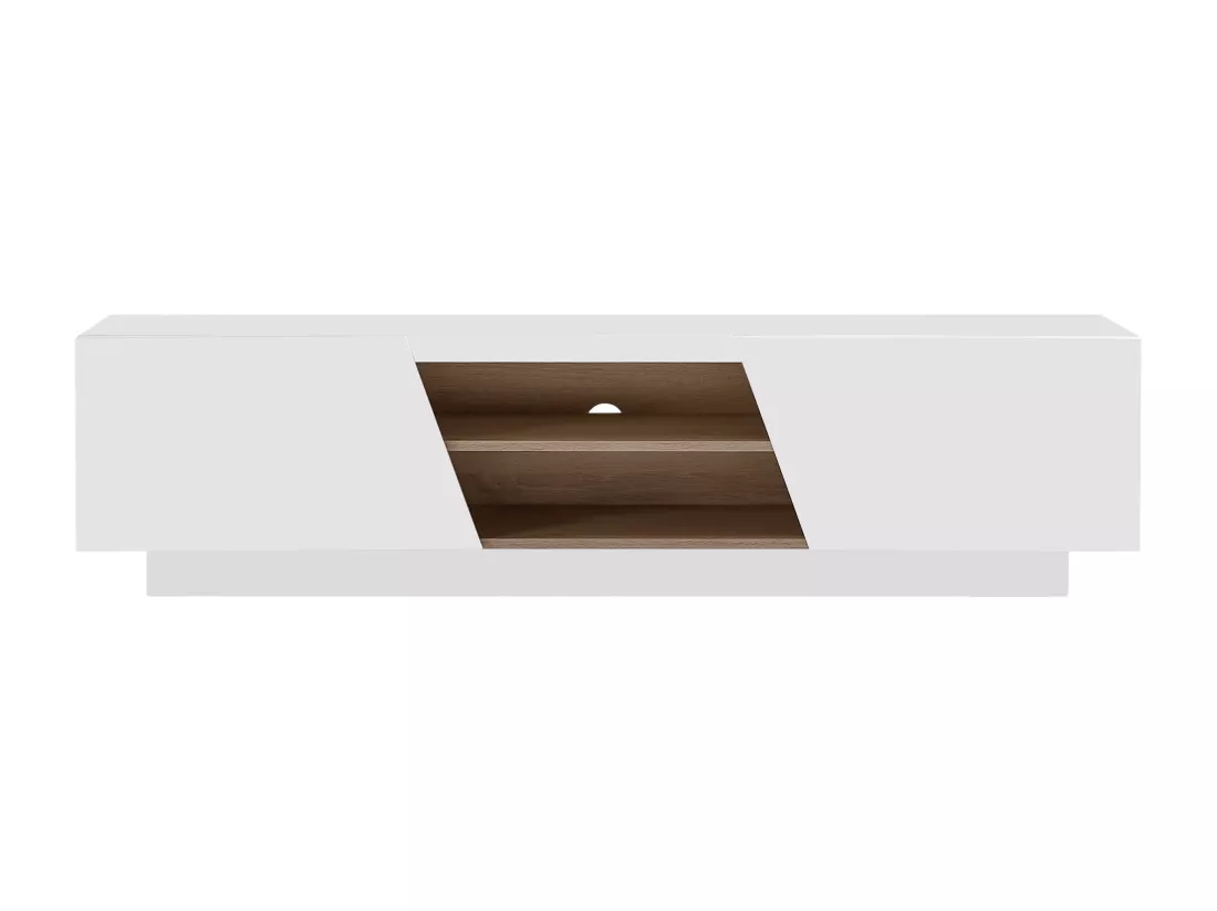 Meuble TV 2 portes et 2 niches avec LEDs en MDF - Blanc - MANIOLO