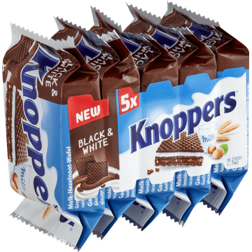 Knoppers Black & White Wafel 5 Stuks 125g