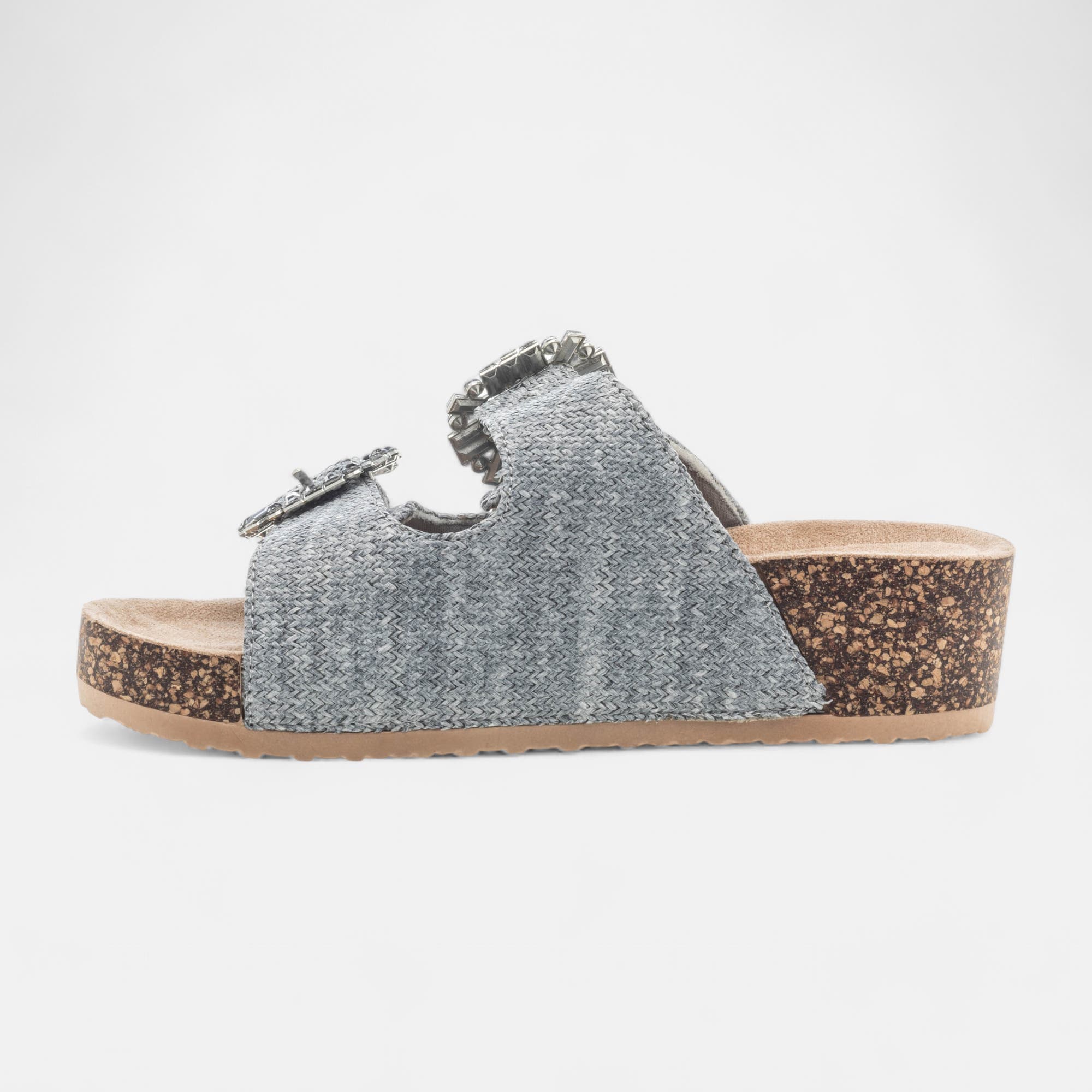 Mules semelle liège Femme bleu ciel