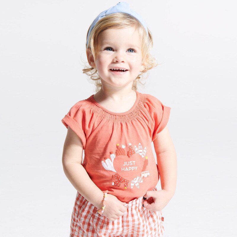 T-shirt froncé Just happy orange bébé fille Orange