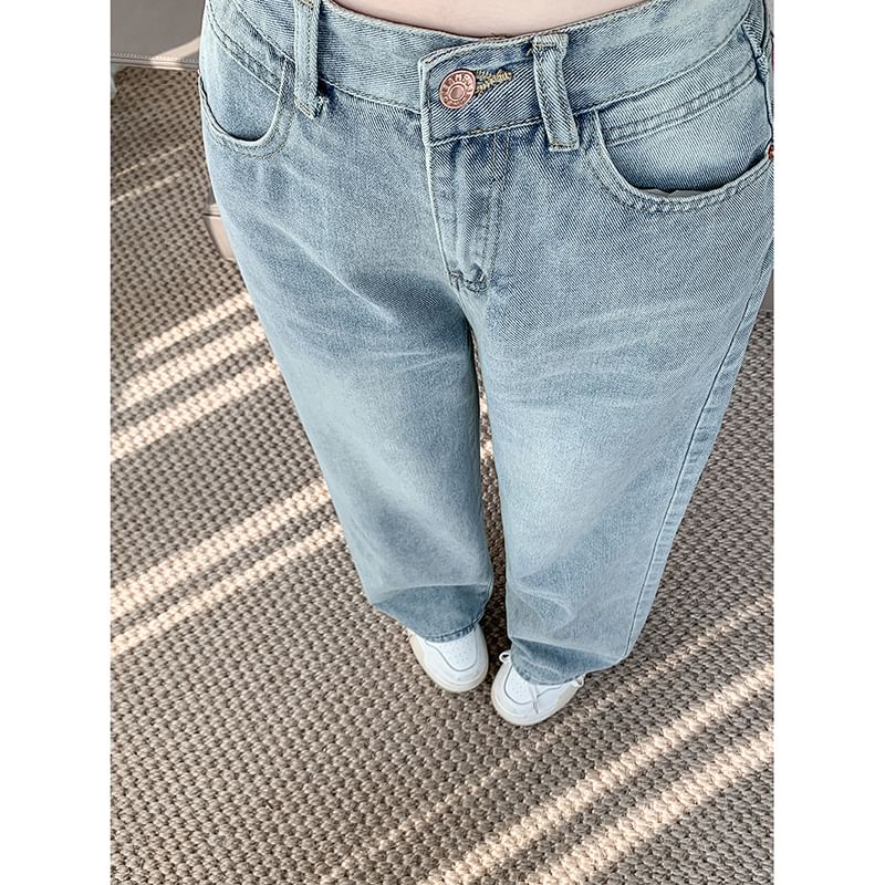 Kloitrinm - High Rise Washed Wide Leg Jeans