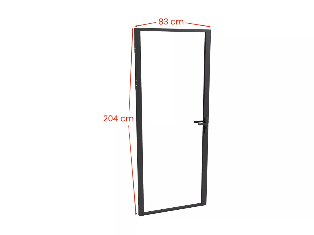 Bloc porte réversible en aluminium et verre trempé - H204 x L83 cm - Noir - LOXTON