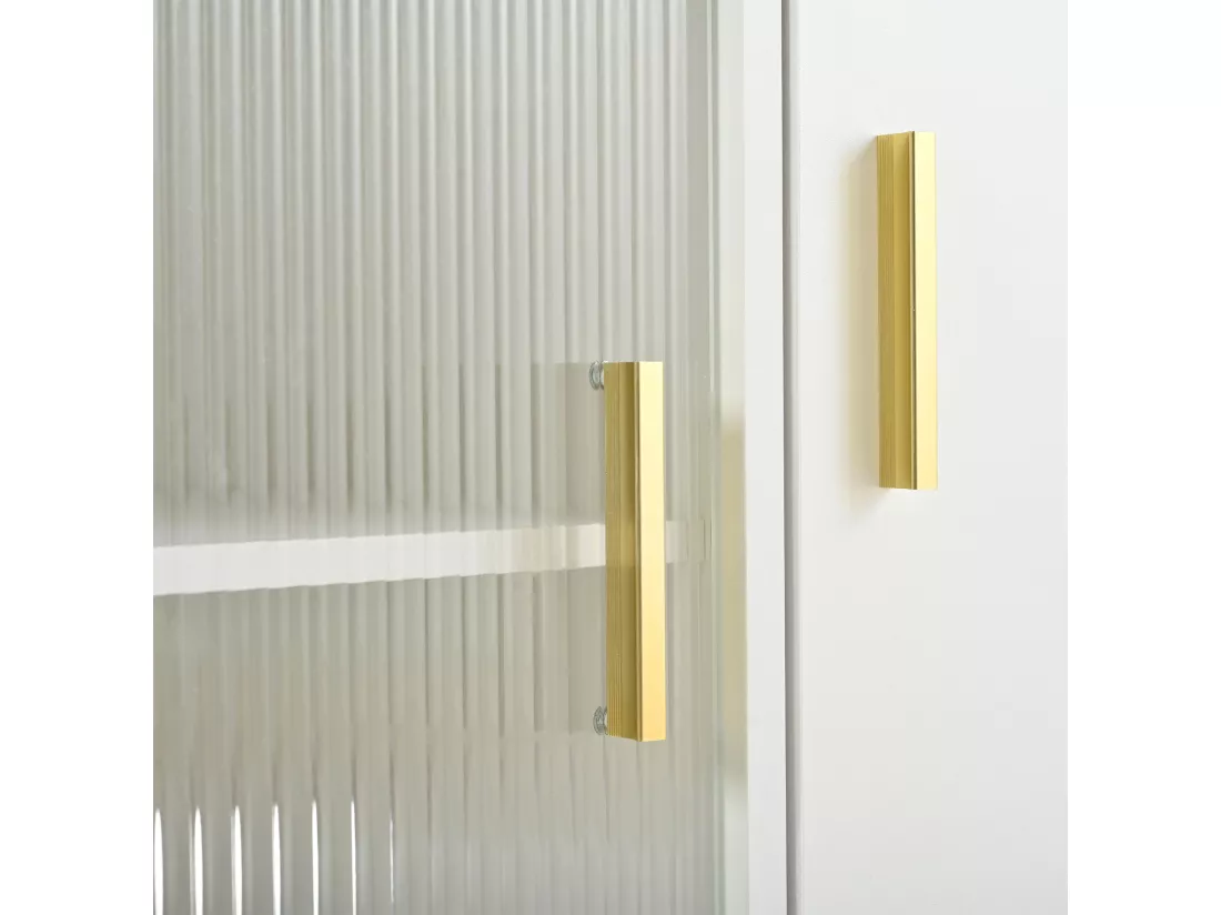 Buffet bas avec LED - 2 portes & 3 tiroirs - Blanc