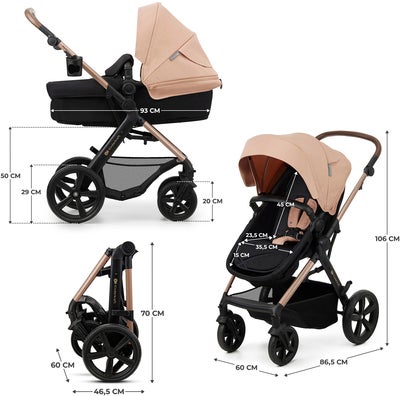 Kinderkraft MOOV 2 3-in-1 Kombivogn, Sand Beige