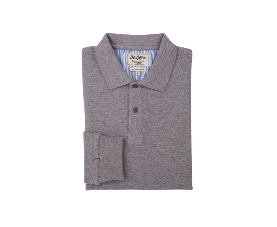 Polo manches longues homme Taupe chiné - ANDY II ML