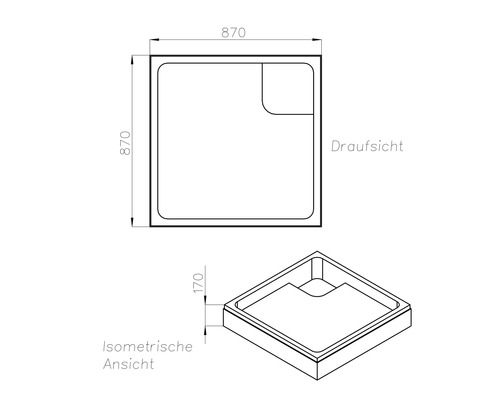 Complete douchebakset OTTOFOND 90 x 90 x 18 cm glanzend wit 941611
