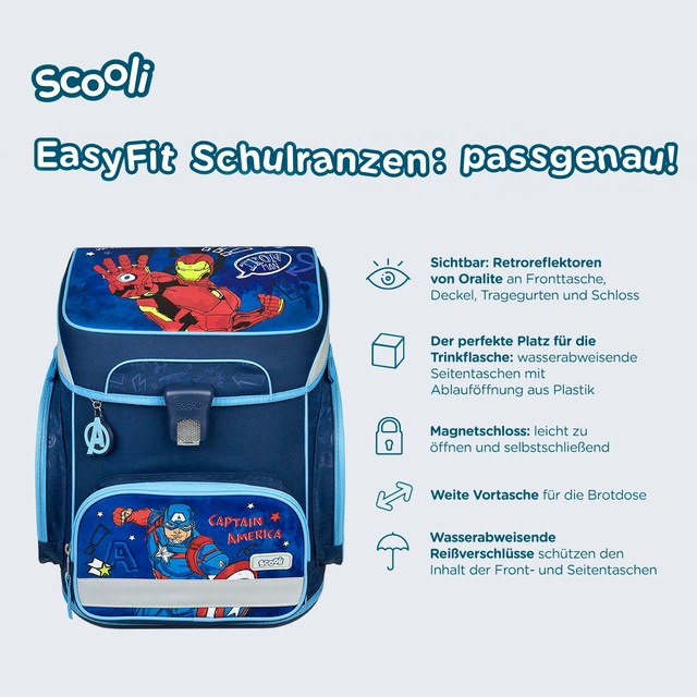Scooli Schulranzen »EasyFit,  Avengers« Reflektoren
