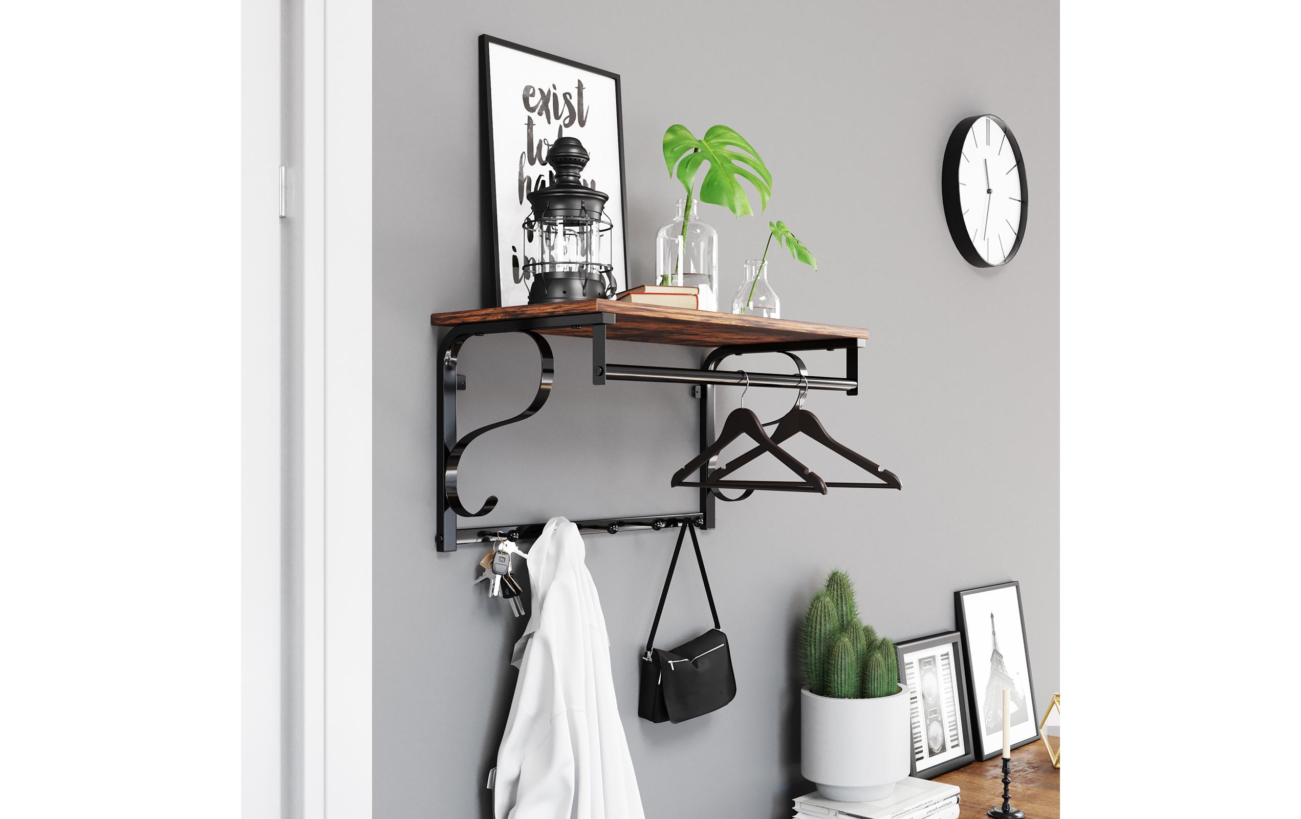 Wandgarderobe Industrial Look 60 x 31.7 cm, Braun/SchwarzGarderobe