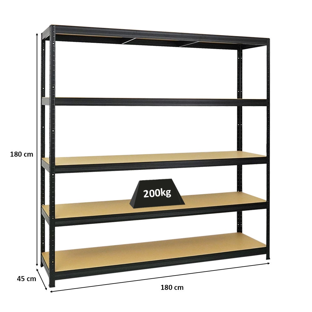PROREGAL Heavy-Duty stellingkast Giant Elephant HxBxD 180 x 180 x 45 cm Draagvermogen 200 kg Zwart