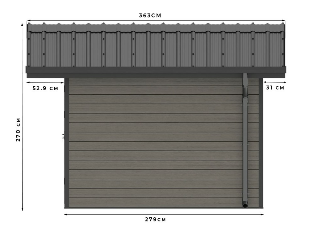 Abri de jardin composite braga - 9m2 gris - epaisseur des madriers : 28mm - cabane atelier / abri velo - menuiseries en aluminium