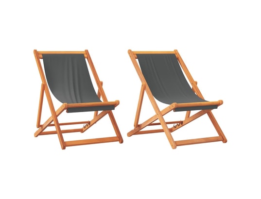 VIDAXL - Chilienne Chaises de plage pliables lot de 2 gris tissu