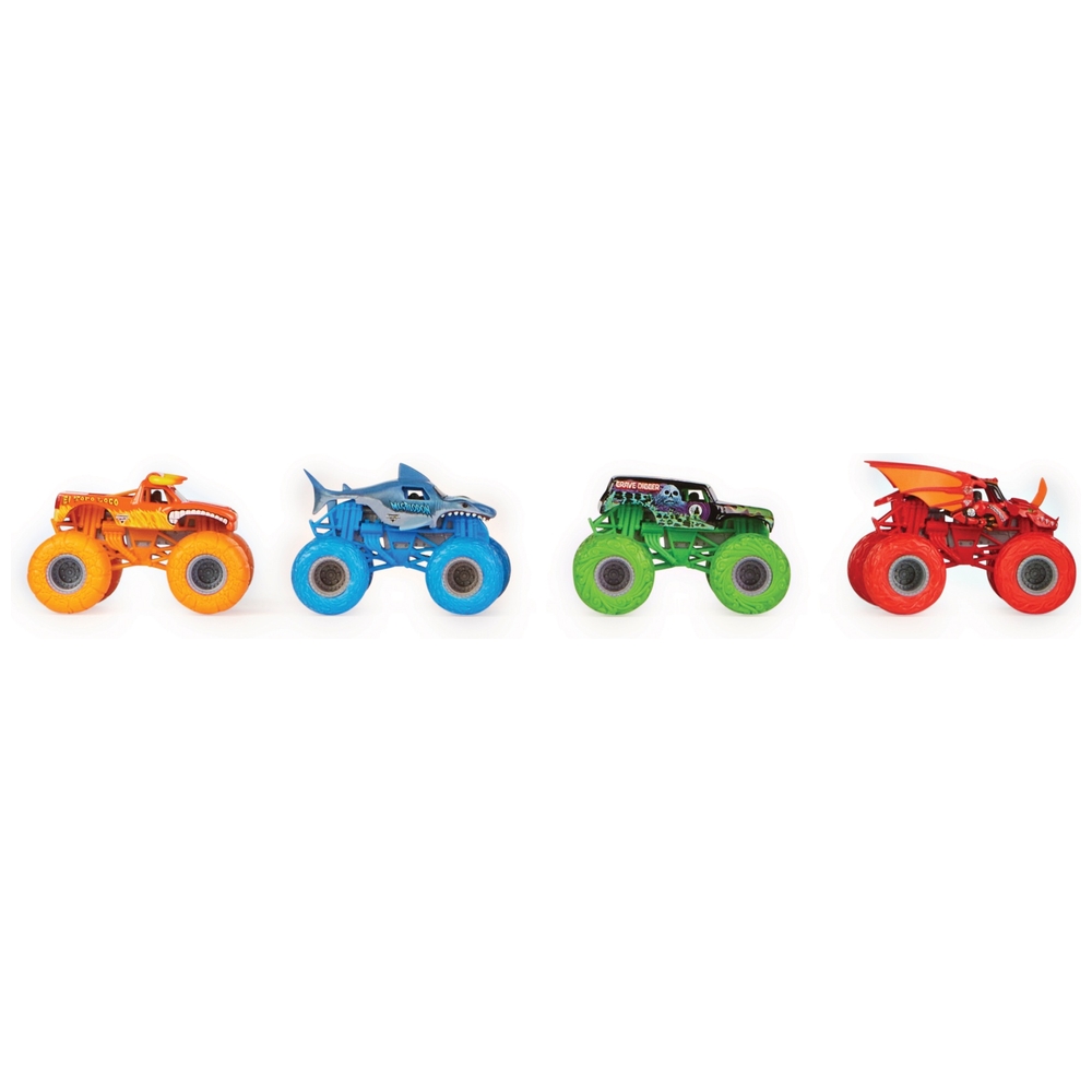 Monster Jam Offizielles 1:64 Megalodon 4er-Pack Monster Trucks