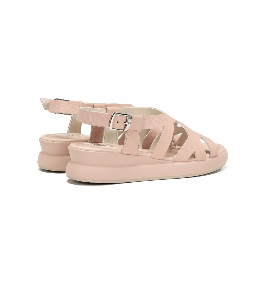 Sandálias Dorking by Fluchos Pink Slam em couro - Salto plataforma de 5 cm -
