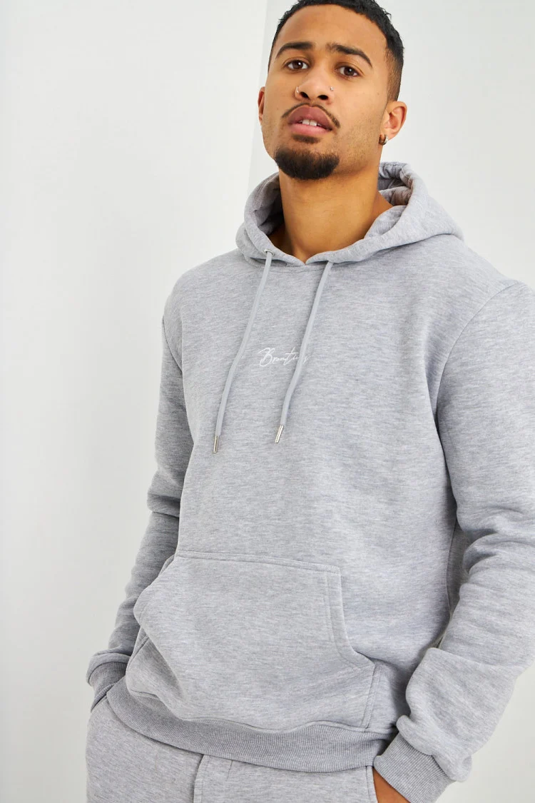 Sweat à capuche gris inscription Brentiny