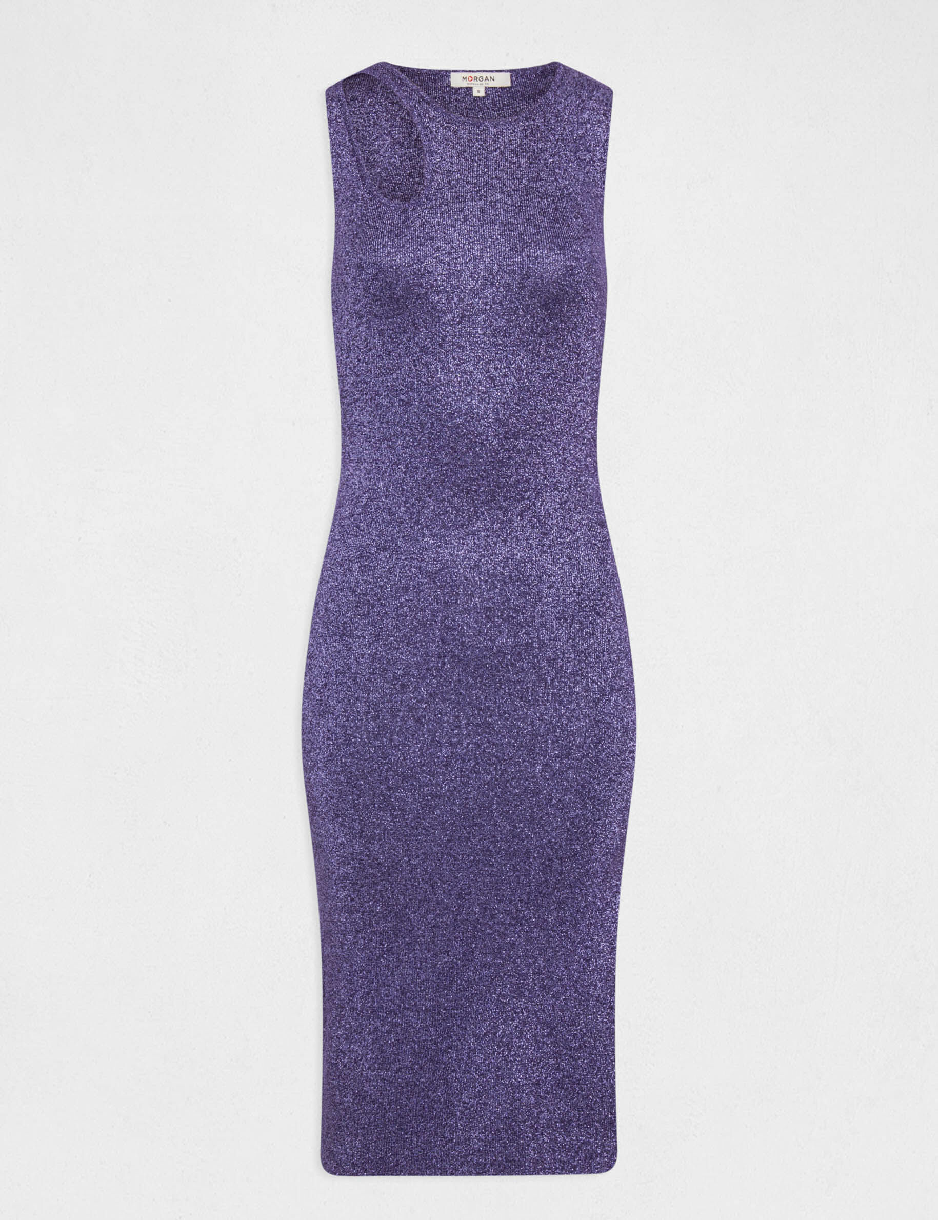 Robe pull midi ajustée fils métallisés violet femme - violet