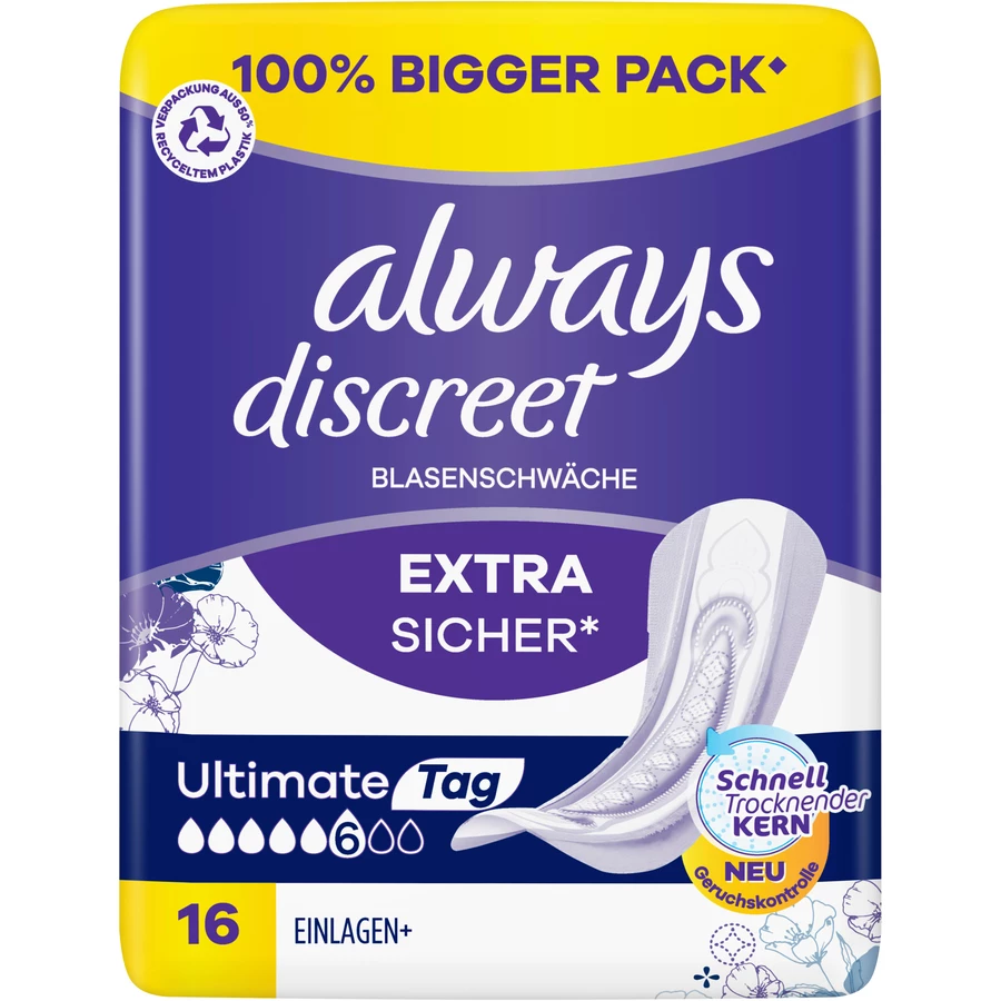 always discreet Inkontinenz-Einlagen, Ultimate Tag Big Pack 16 Einlagen