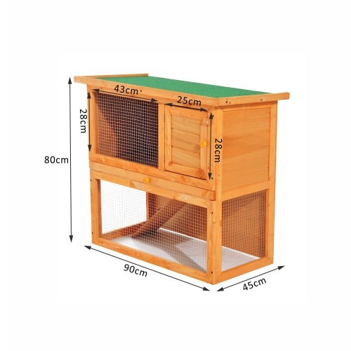 Gaiola de madeira para coelhos PawHut, amarela/verde