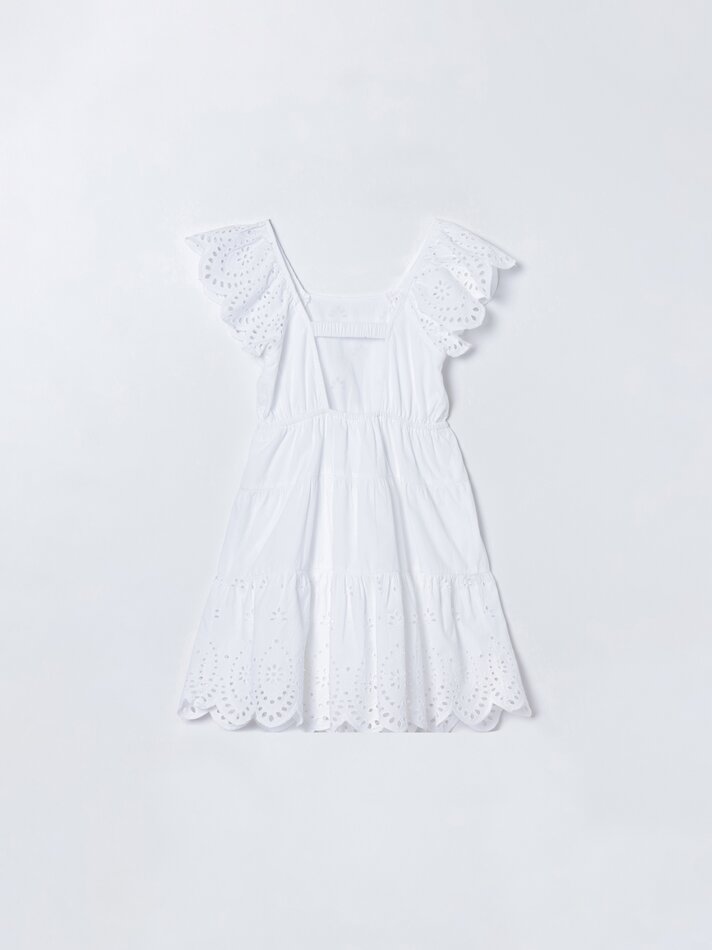Vestido suíço bordado - Branco-creme