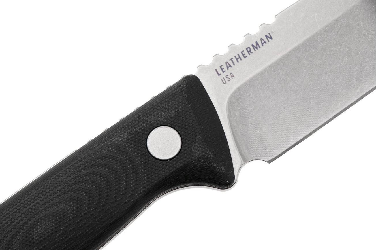 Leatherman Trac 833408 CPM Magnacut, Jet Black G10, bushcraftmes, lederen foedraal