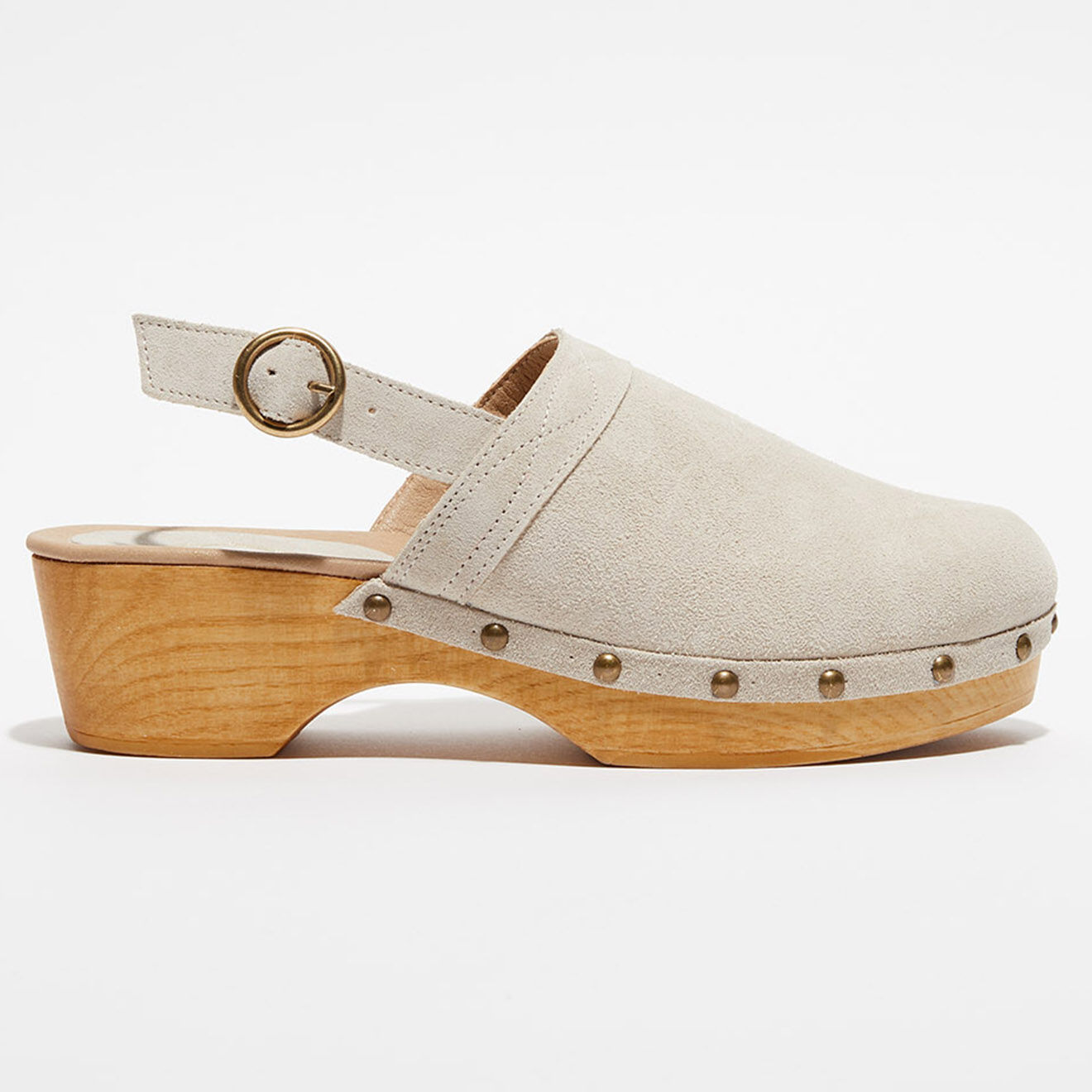 Apologie Studio Sabots en Velours de Cuir Nicole nudes - Talon 5 cm