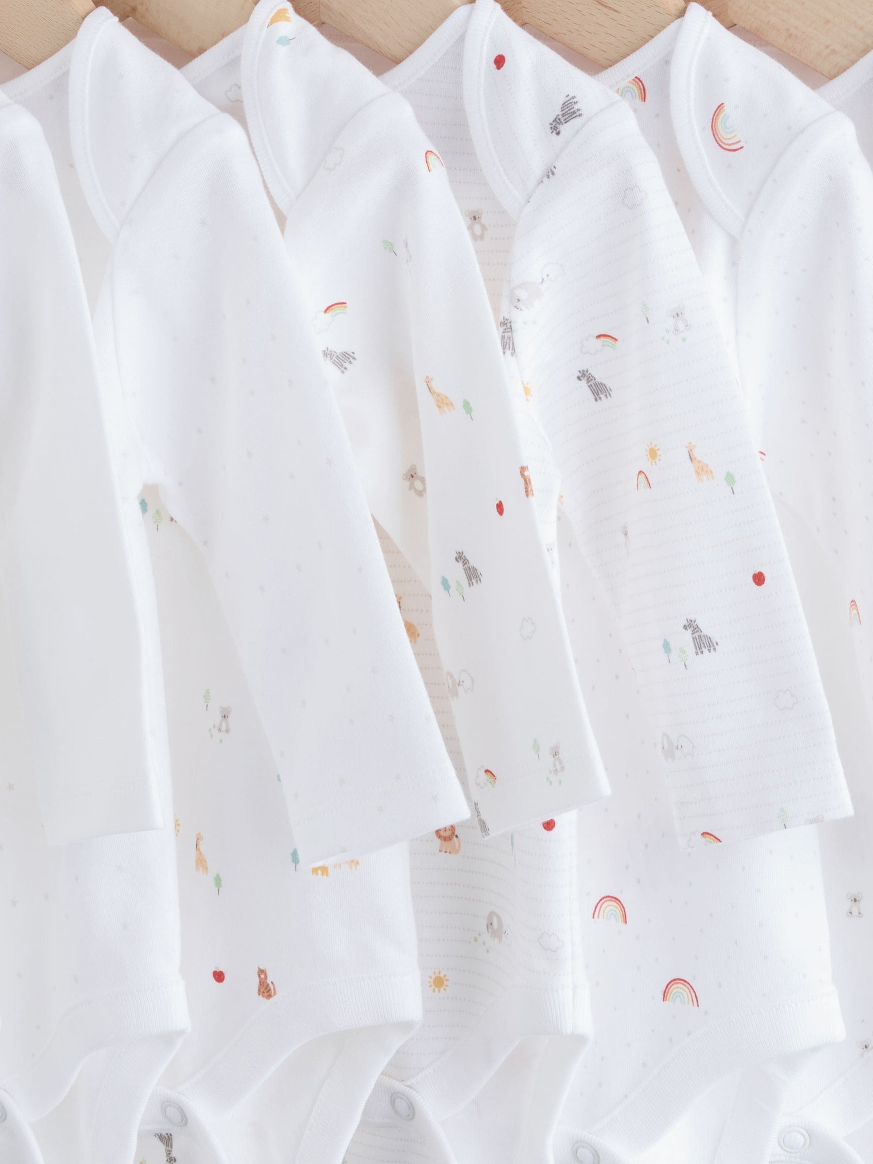 Wit met figuurprint - Baby Bodysuits met Lange mouwen van 100% katoen