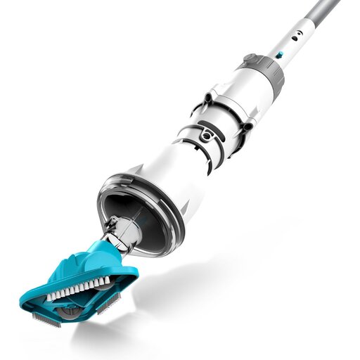 Limpador de piscina manual Kokido Tesla 2 - Cabeça giratória com bateria recarregável e suporte.