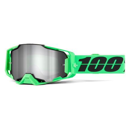 Masque cross 100% ARMEGA Anza 2 - Mirror Silver 2024 - Vert / Noir