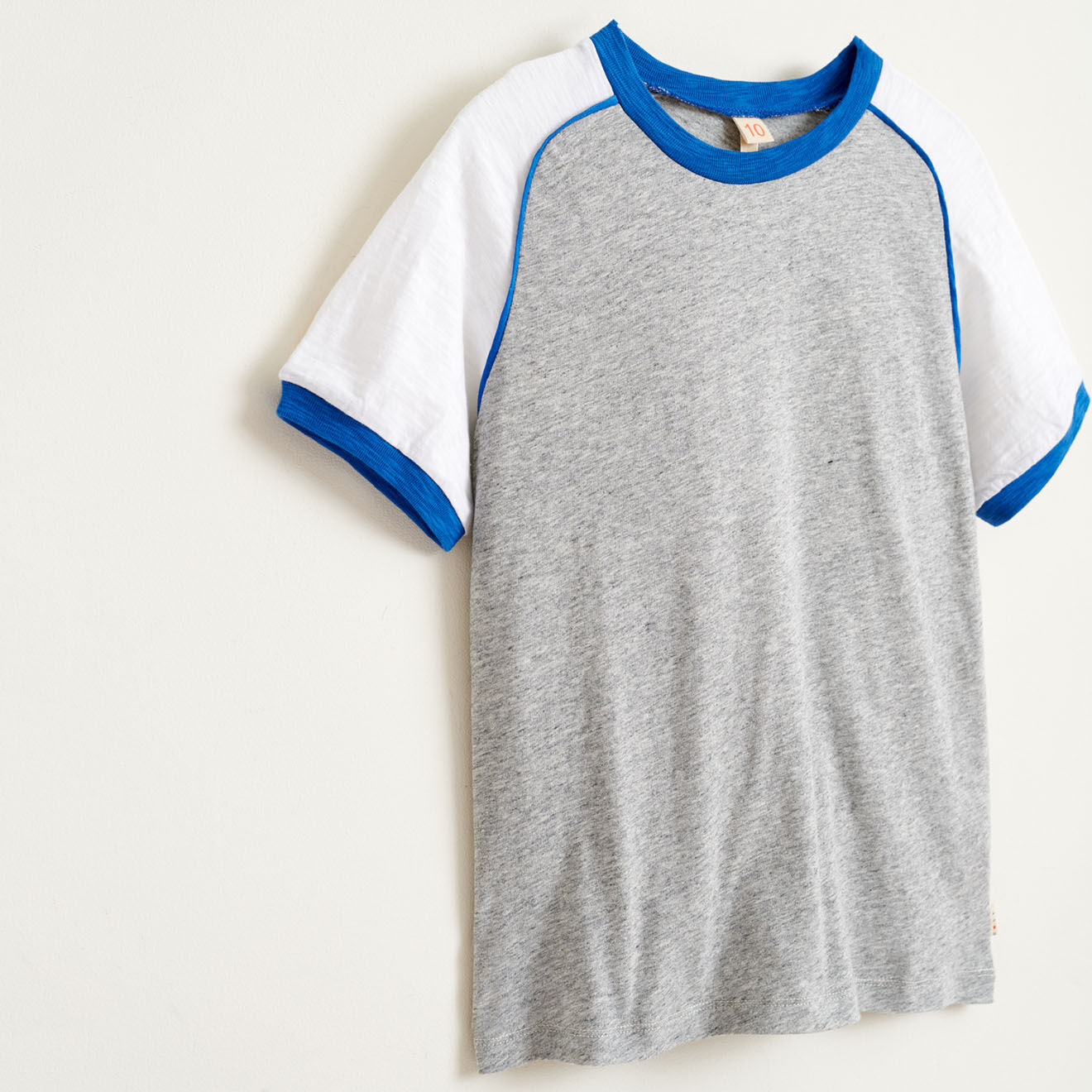 Bellerose T-Shirt Moby en Coton tricolore gris/blanc/bleu