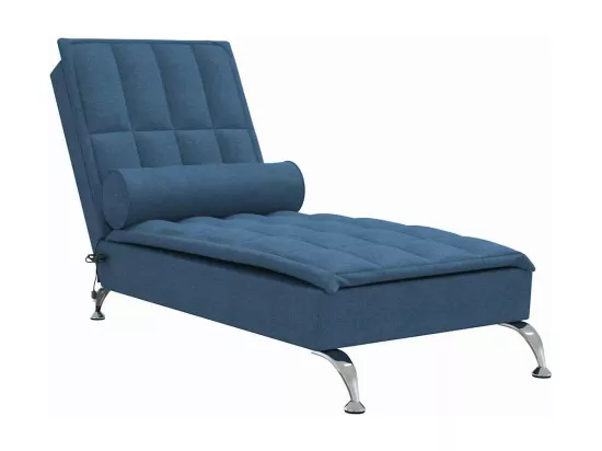 Chaise longue de massage avec traversin bleu tissu
