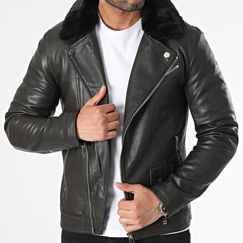 Veste Biker Marron
