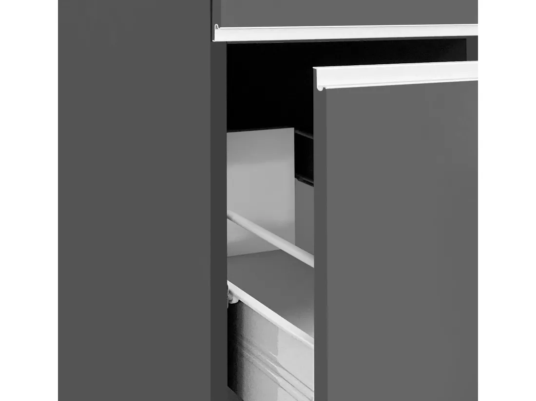 Buffet de Cuisine Dcasiragh, Armoire polyvalente, Meuble de kitchenette, Support réfrigérateur multifonctionnel, 100% Made in Italy, 30x60h165 cm, Anthracite et Chêne