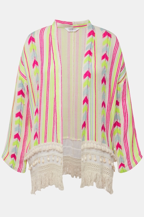 Jacke, oversized, Jacquard-Streifen, offene Form, Langarm
