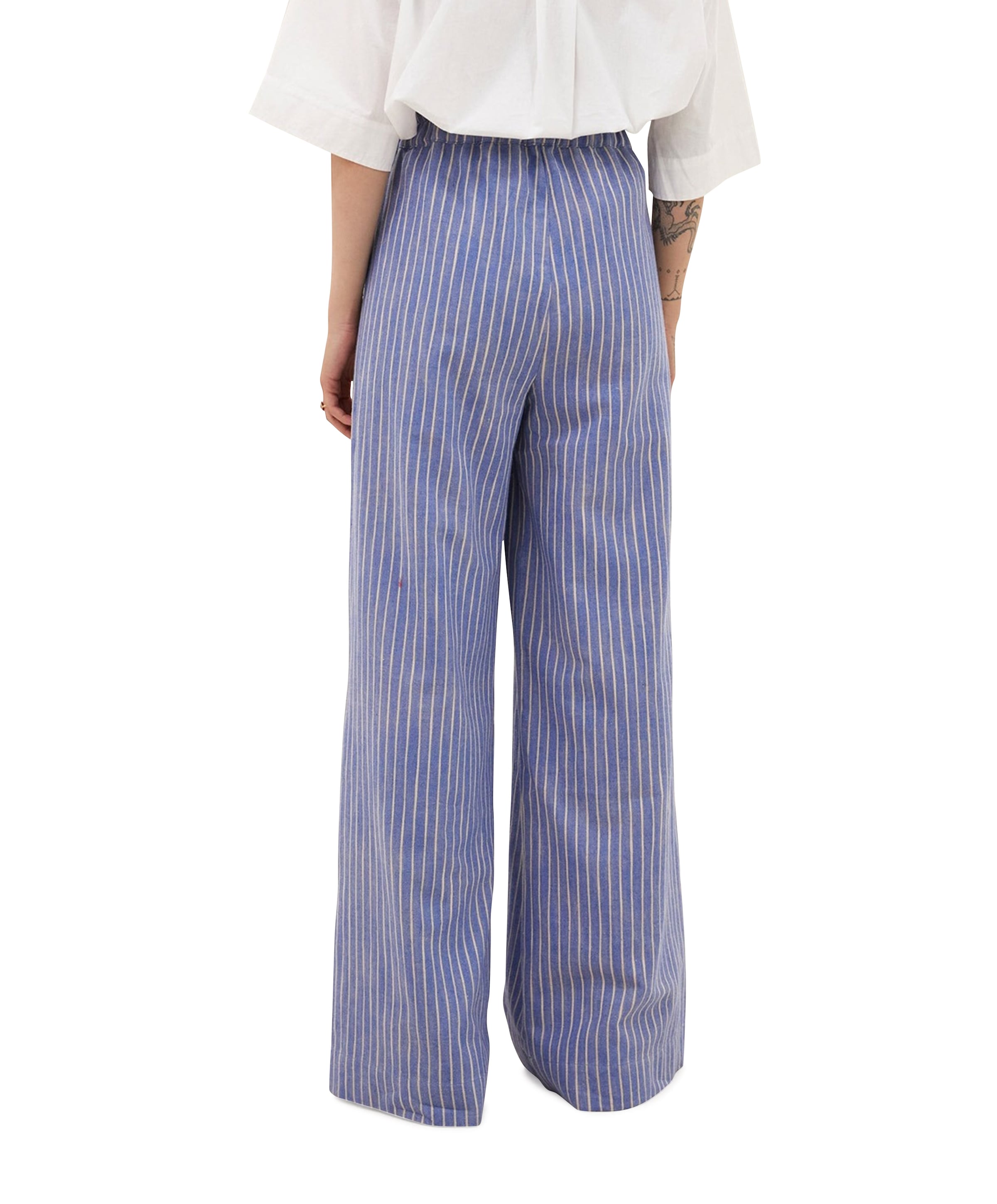 by-bar benji melange stripe dames broek blauw