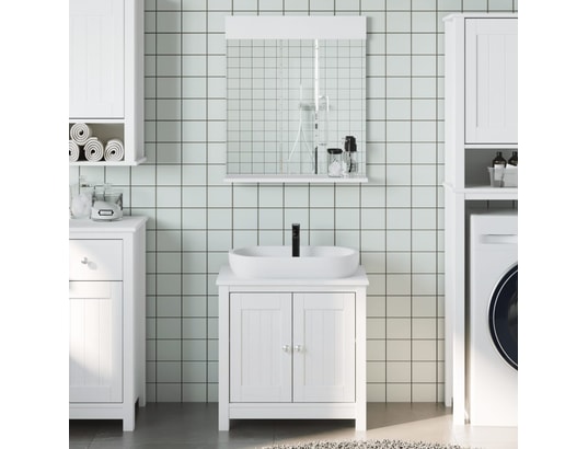 VIDAXL - Meubles de salle de bain 2 pcs berg blanc bois de pin massif