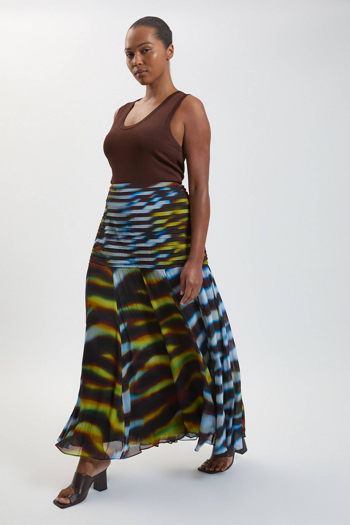 KarenMillen Jupe Longue Grande Taille En Georgette De Viscose Tissée À Imprimé Animal Et Ourlet Tombant