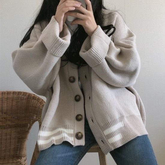 Strawolf - Oversized gebreide cardigan met contrasterende afwerking
