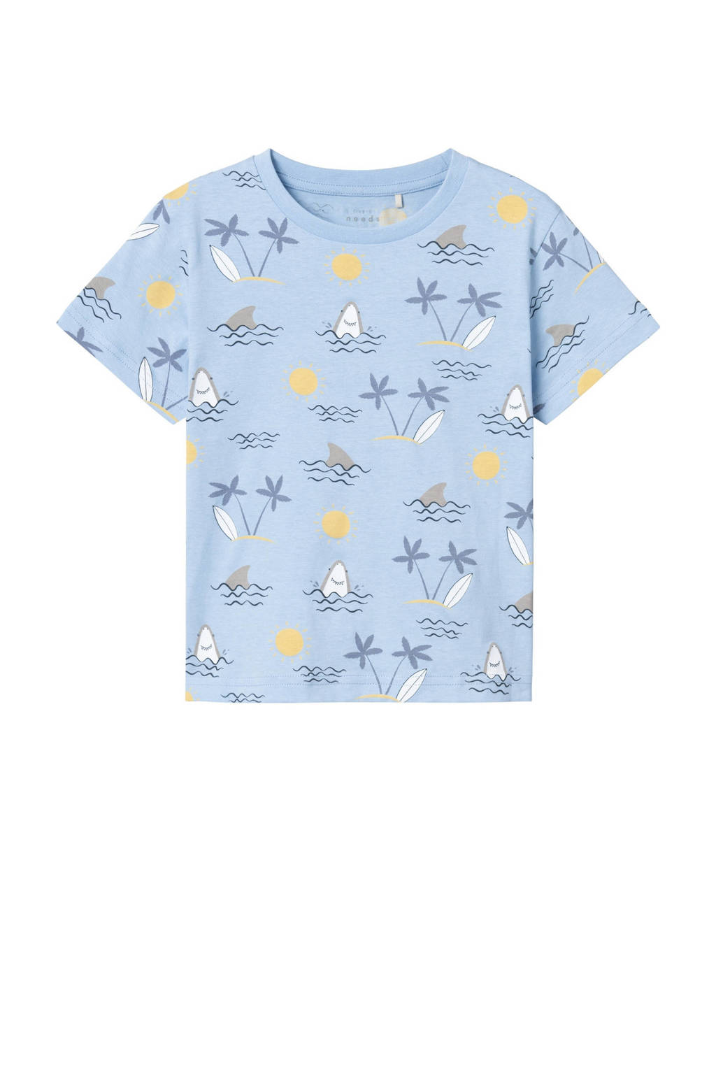 NAME IT T-shirt NMMVALTHER met all over print lichtblauw/geel/wit