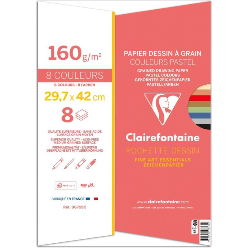 Dessin à Grain Couleur pochette 8F A3 160g - Assortiment pastel