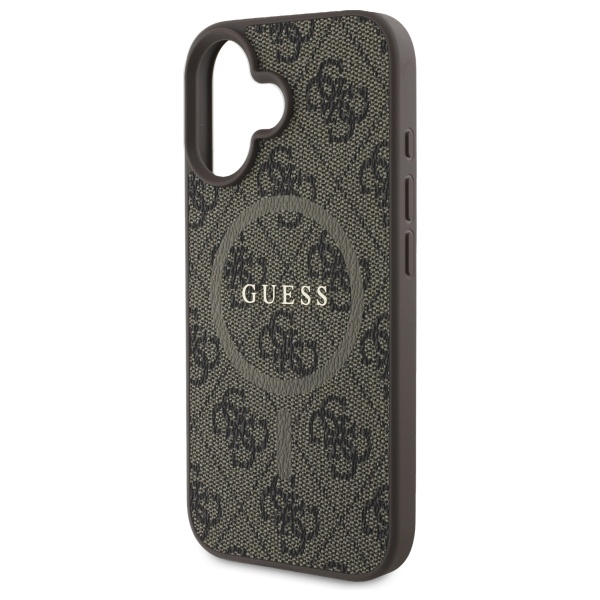iPhone 16 MagSafe Leder Hardcase Hülle 4G Ring Classic Logo (GUHMP16SG4GFRW) - Braun