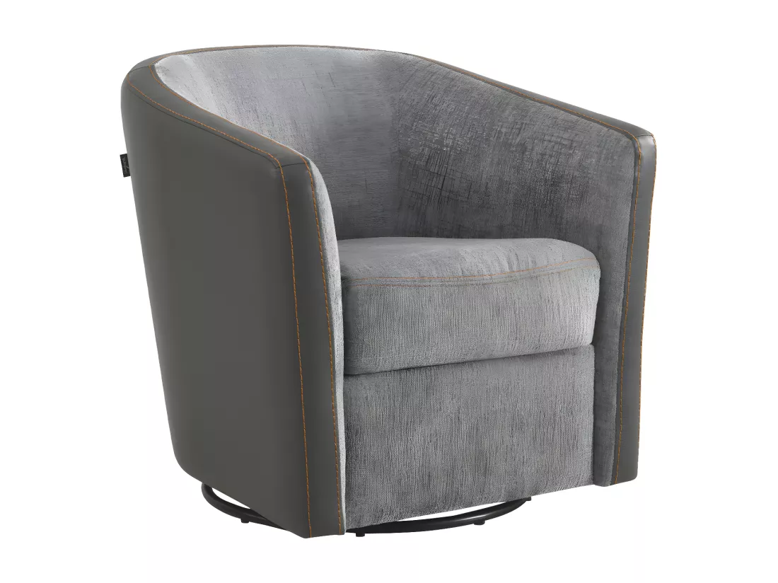 Fauteuil cabriolet pivotant Tissu/Simili cuir gris - JACQUES
