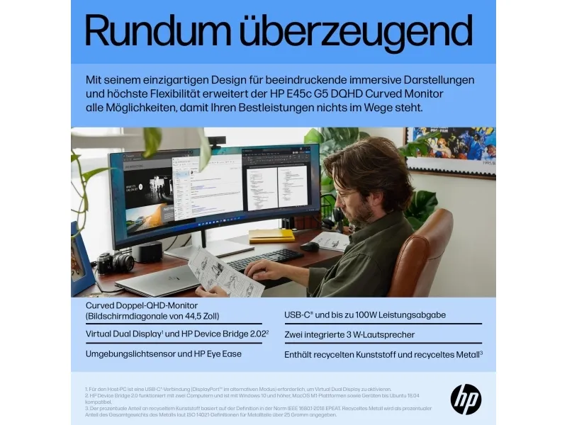 [OUTLET] - HP E45c G5 - E-Series - LED-skærm - kurvet - 44.5