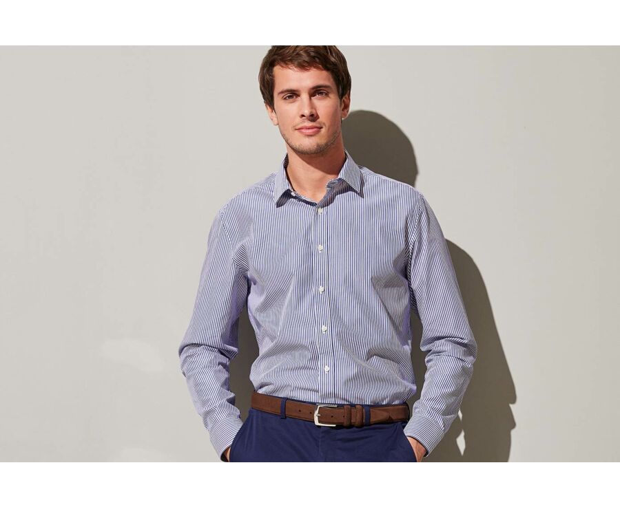 Chemise coton rayée navy et blanc - MAXIMILIEN
